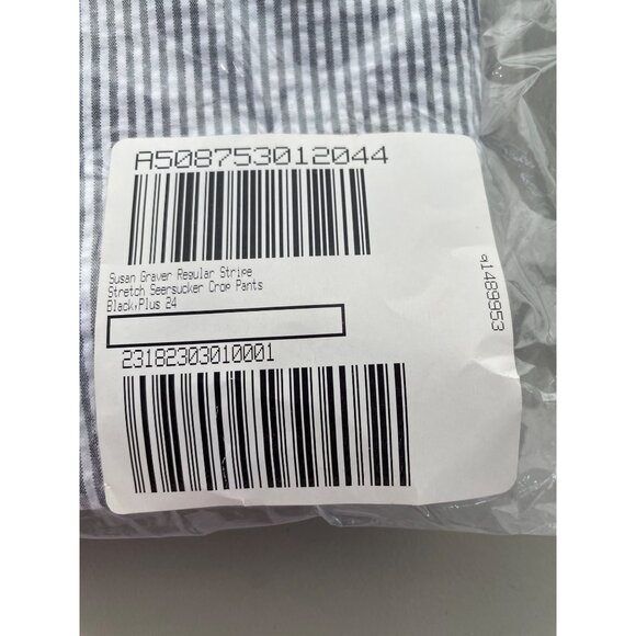 Susan Graver Regular Stripe Stretch Seersucker Crop Pants Black Plus Size 24 NEW - Picture 3 of 7